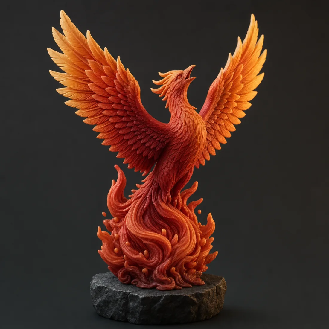 Изгряващ Феникс — 3D печатана фигурка, ръчно боядисана
